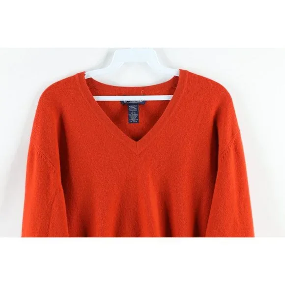 Vintage Lands End Womens Size Large Blank Cashmere Knit V-Neck